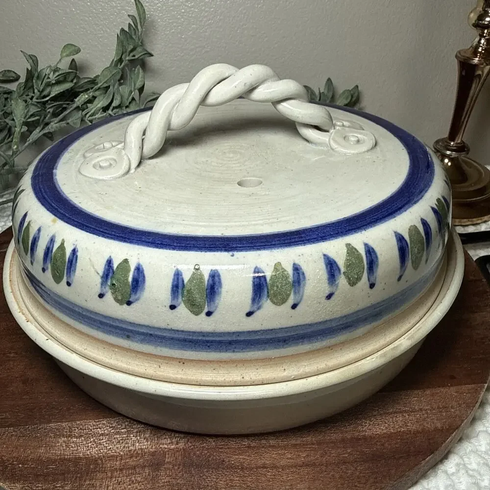 VTG Signed Studio Pottery Stoneware Covered Casserole Dish 9” Handmade Lidded